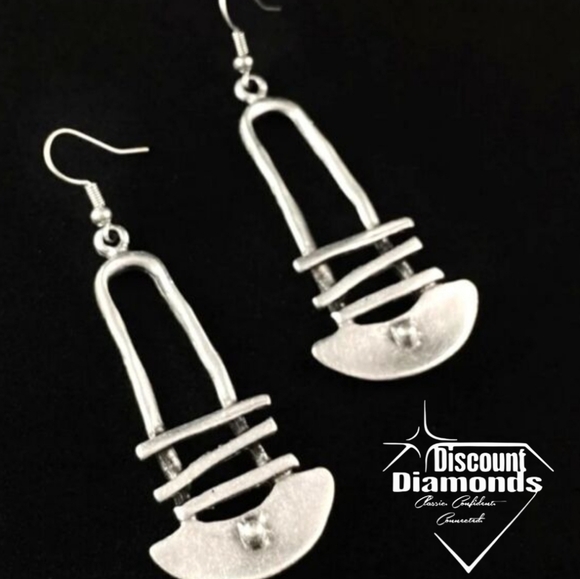 JTI Jewelry - New Women's Bohemian Style Vintage looking Silver Drop Earrings hook design